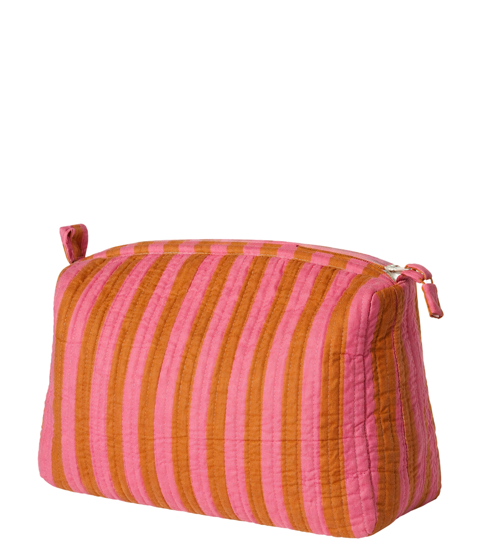 Luma kosmetiktaske – pink/brun stribe