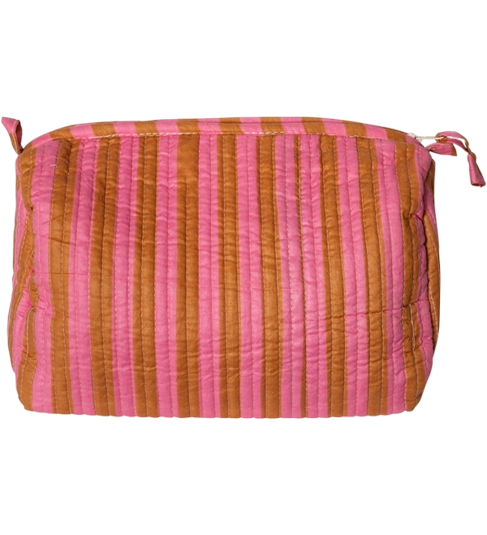 Luma kosmetiktaske – pink/brun stribe