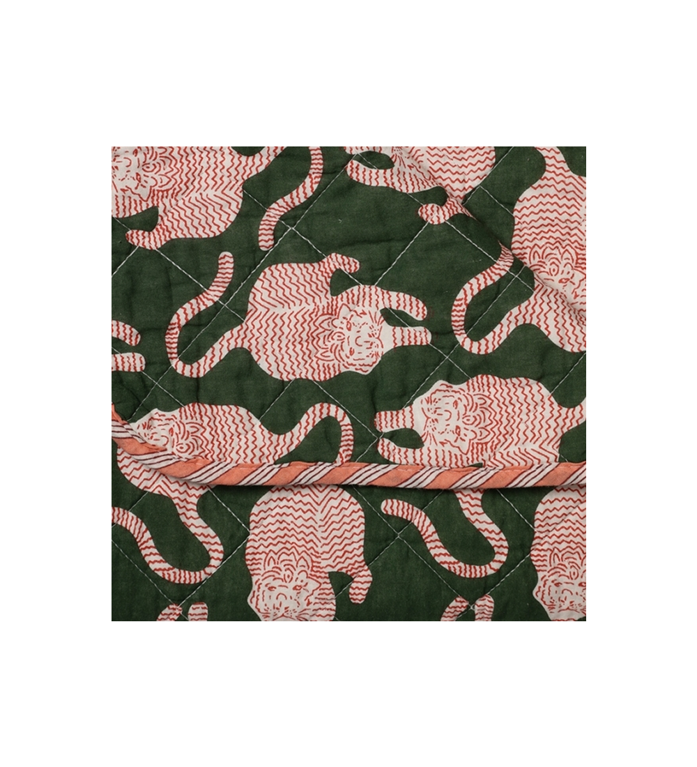Kora quilted tæppe - Grøn tiger