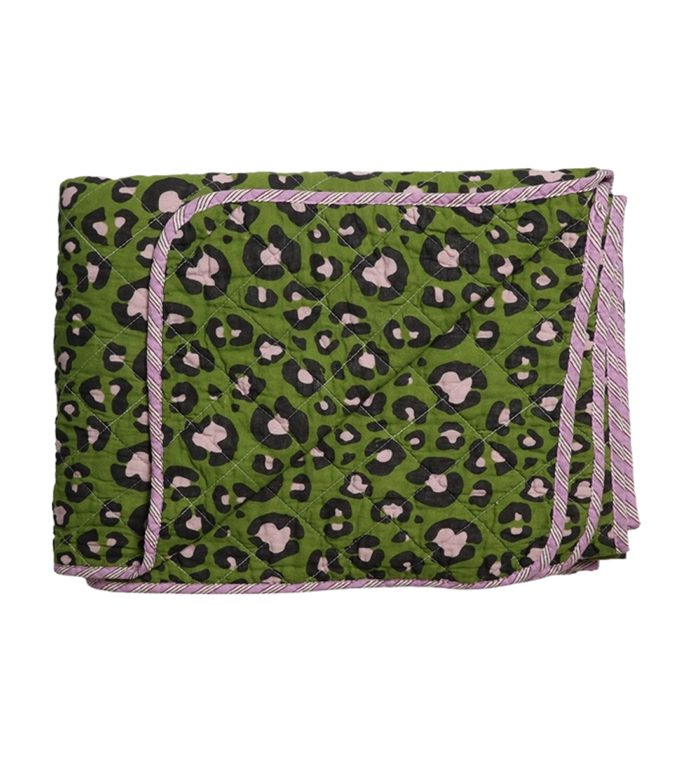 Kito quilted tæppe - Grøn leopard