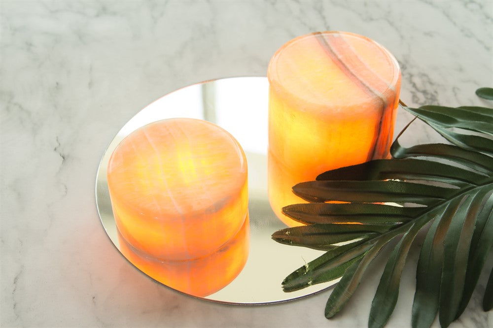 Glow stenlampe – Beige poleret marmor (Lille)