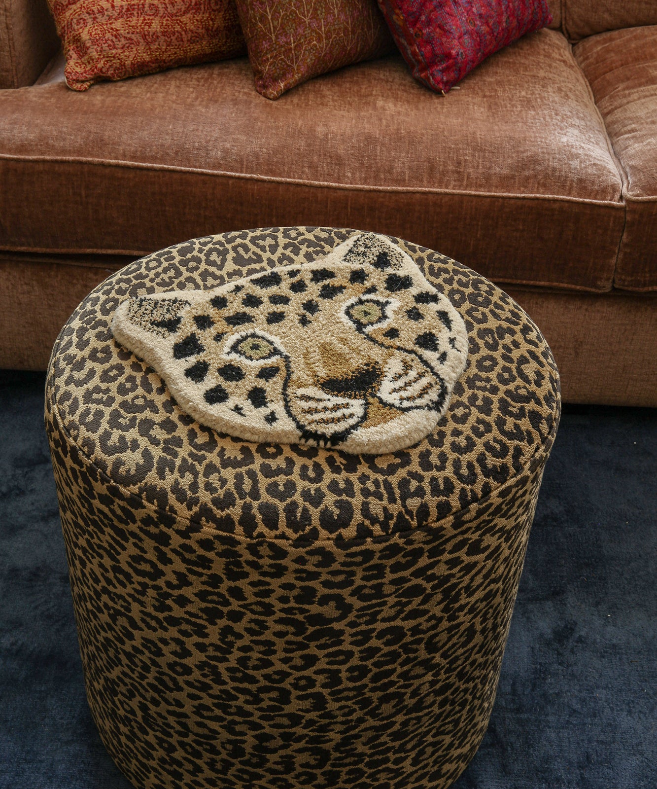 Loony Leopard Head Tæppe
