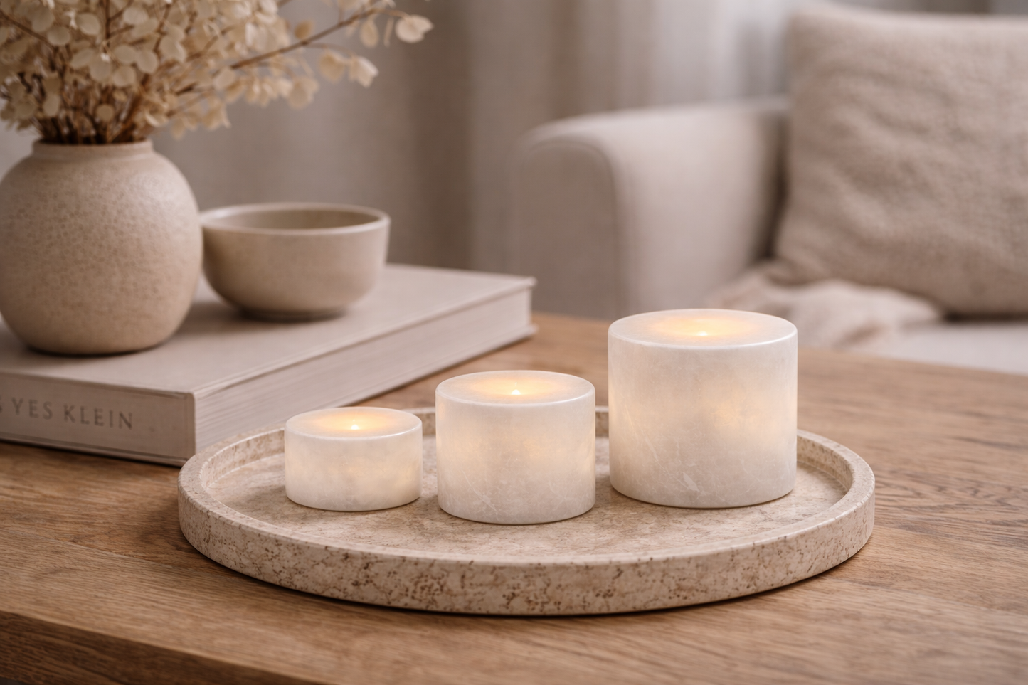 Glow stenlampe – Hvid poleret marmor (Lille)