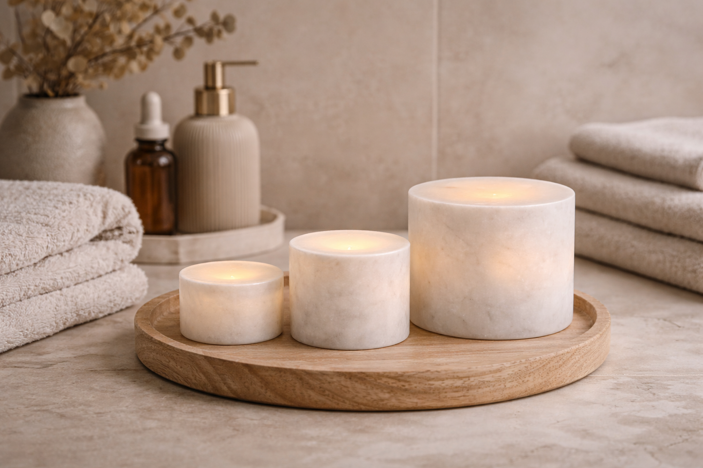 Glow stenlampe – Silke hvid mat marmor (Mellem)